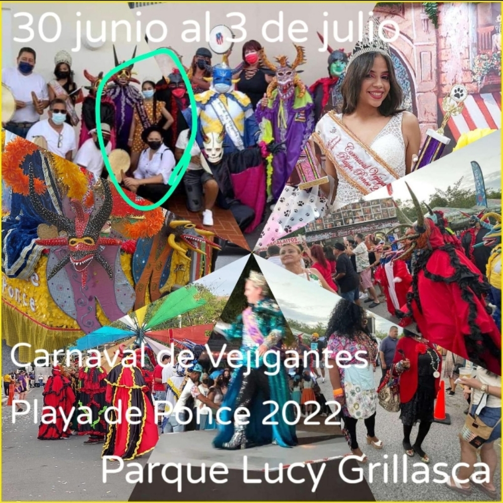 Hand made vegigante masks straight from the Playa ponce festival June 30 2022